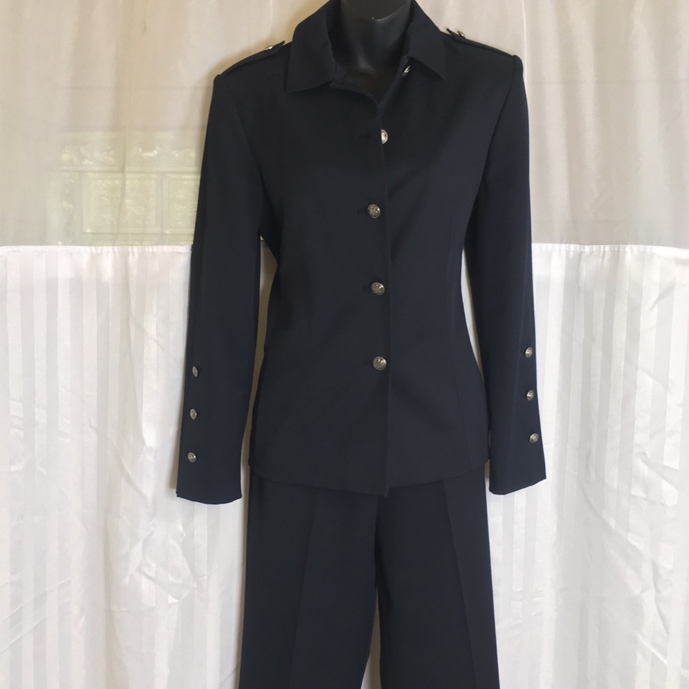 Larry Levine military style Black suit suit size 6